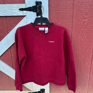 Reebok RBX Burgundy Maroon Red Wine Cranberry V-Neck Sweat Shirt Women’s XL